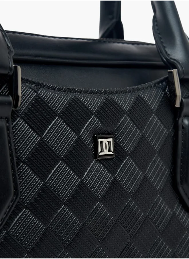 دوتشيني Mens Textured Portfolio Bag With Detachable Strap And Zip Closure