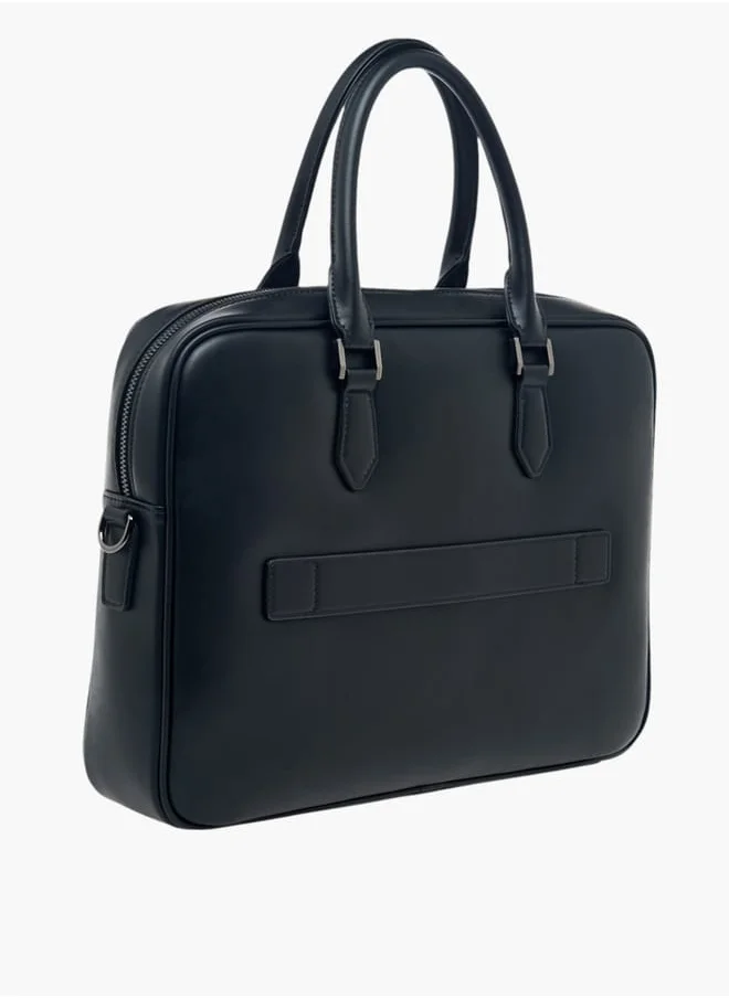 دوتشيني Mens Textured Portfolio Bag With Detachable Strap And Zip Closure