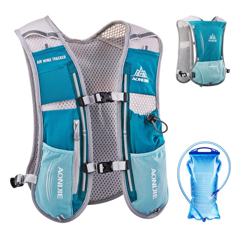 TRIWONDER Hydration Pack Backpack 5L Marathoner Running Race Hydration Vest (Light Blue - with 1.5L Water Bladder) - Image 1