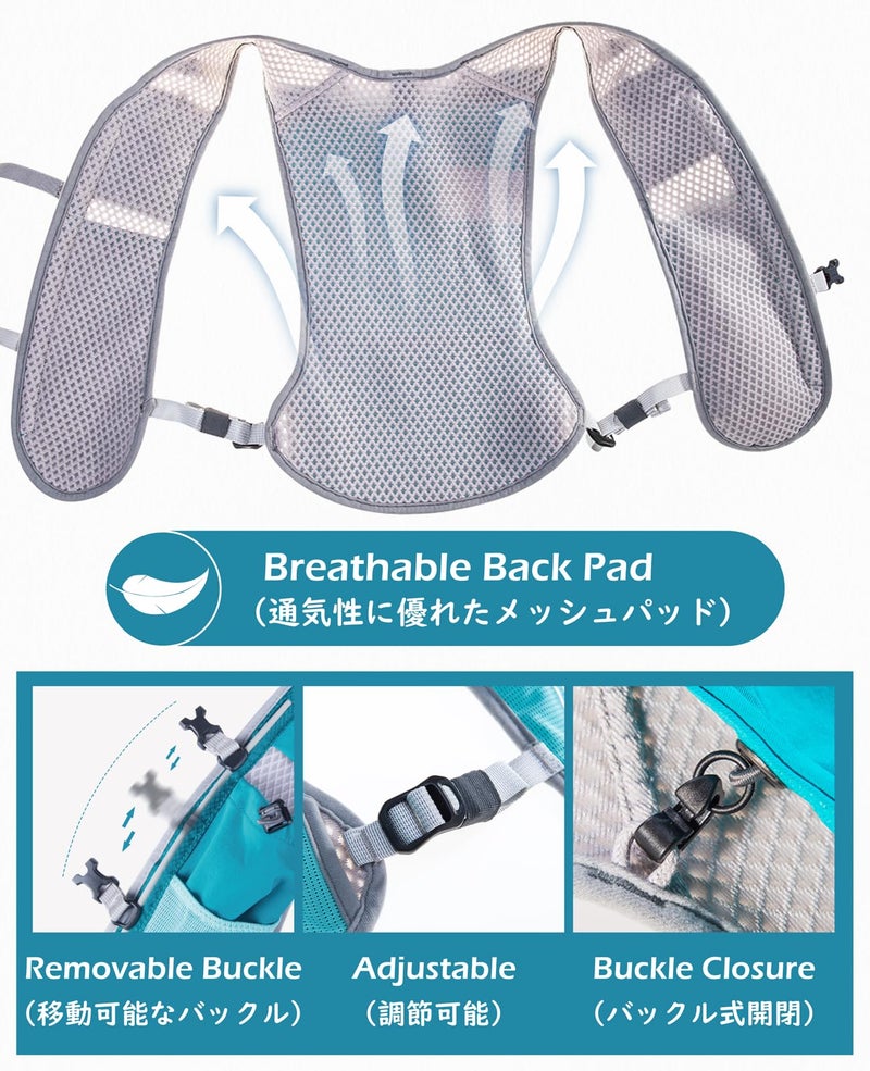 TRIWONDER Hydration Pack Backpack 5L Marathoner Running Race Hydration Vest (Light Blue - with 1.5L Water Bladder) - Image 4