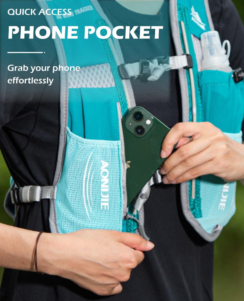 TRIWONDER Hydration Pack Backpack 5L Marathoner Running Race Hydration Vest (Light Blue - with 1.5L Water Bladder) - Image 5