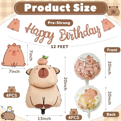 Trandraft 9 Pcs Capybara Birthday Party Decorations Includes 1 Capybara Birthday Banner 4 Capybara Shaped Balloons 4 Round Balloons for Capybara Party Favors Capybara Theme Party Supplies Decor - Image 5