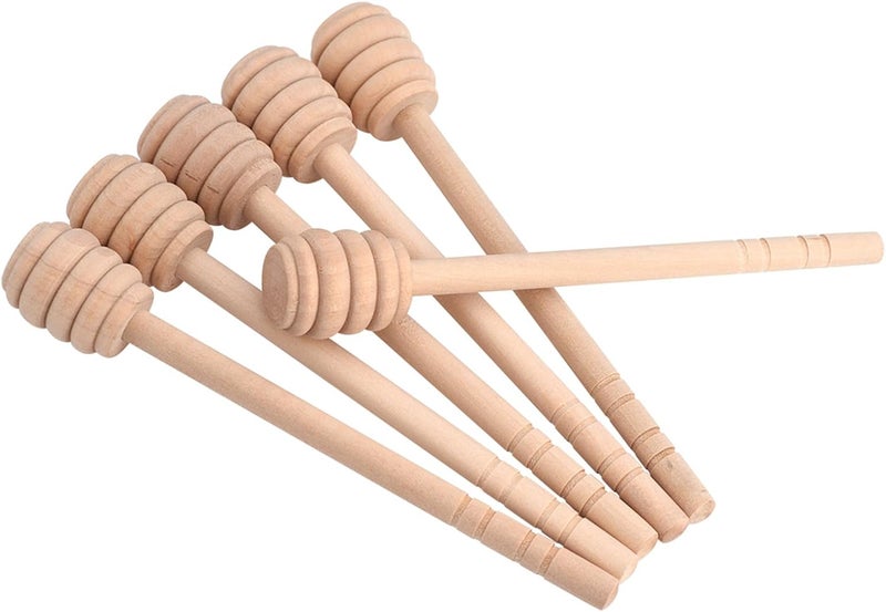Wooden Honey Dippers, 50Pcs, Natural Food Grade Wood, Deep Grooves, 15CM, for Honey Syrup Molasses Viscous Liquid - Image 5
