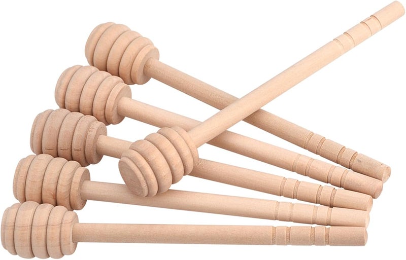 Wooden Honey Dippers, 50Pcs, Natural Food Grade Wood, Deep Grooves, 15CM, for Honey Syrup Molasses Viscous Liquid - Image 1