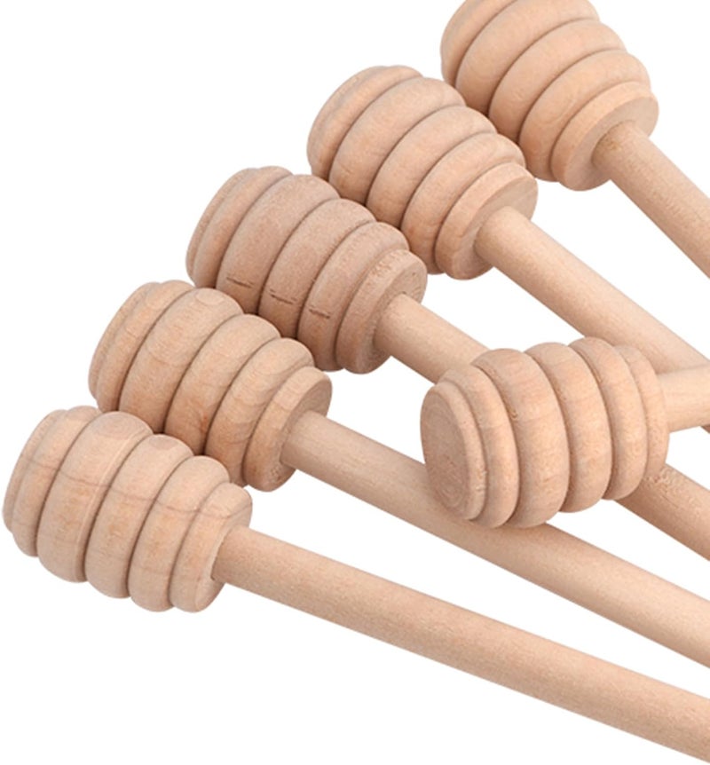 Wooden Honey Dippers, 50Pcs, Natural Food Grade Wood, Deep Grooves, 15CM, for Honey Syrup Molasses Viscous Liquid - Image 2