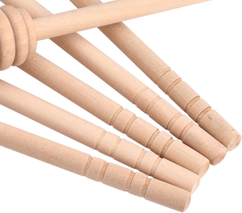 Wooden Honey Dippers, 50Pcs, Natural Food Grade Wood, Deep Grooves, 15CM, for Honey Syrup Molasses Viscous Liquid - Image 3