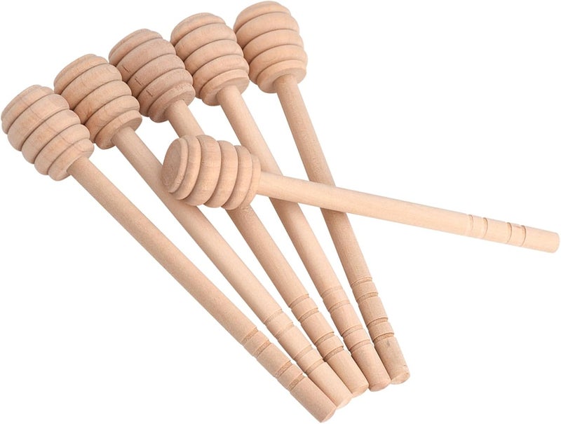 Wooden Honey Dippers, 50Pcs, Natural Food Grade Wood, Deep Grooves, 15CM, for Honey Syrup Molasses Viscous Liquid - Image 4