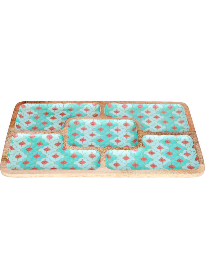 Alsaif Wooden Serving Plate 0.6 X 9 X 15 Cm Rectangular Divided Light Green - Image 1