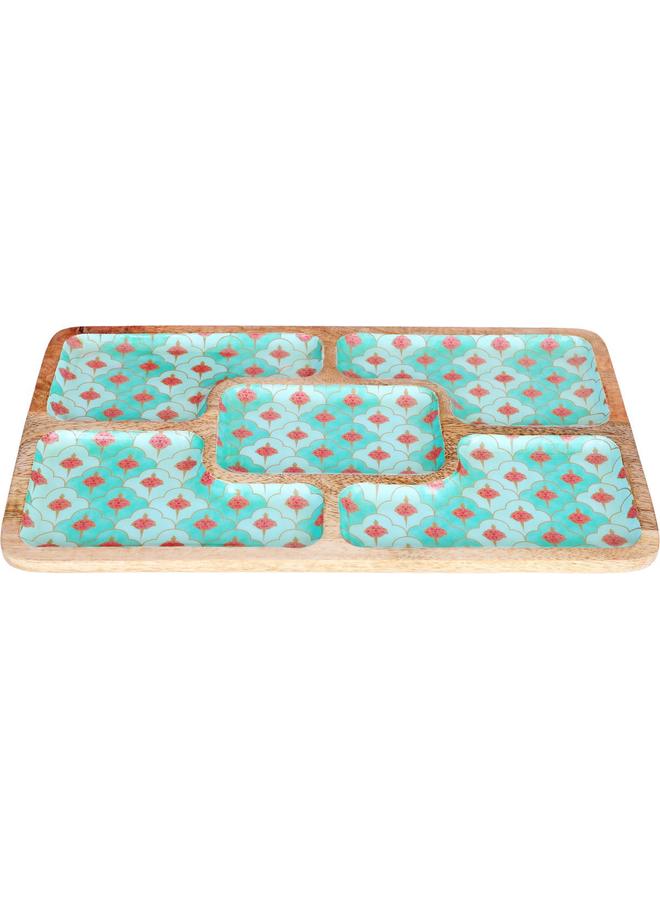 Alsaif Wooden Serving Plate 0.6 X 9 X 15 Cm Rectangular Divided Light Green - Image 3