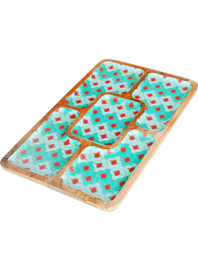 Alsaif Wooden Serving Plate 0.6 X 9 X 15 Cm Rectangular Divided Light Green - Image 4