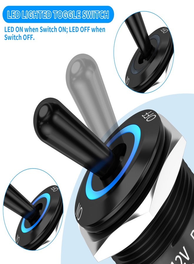 DAIERTEK مفتاح تبديل مضيء من DAIERTEK، مقاوم للماء، 12 فولت، مزود بإضاءة RGB LED، مفتاح تبديل بحري، 16 مم، 12 فولت، 20 أمبير، مفتاح معدني متأرجح شديد التحمل، مناسب للسيارات والقوارب. - Image 4