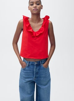 MANGO Cotton Top With Ruffles  - Image 1
