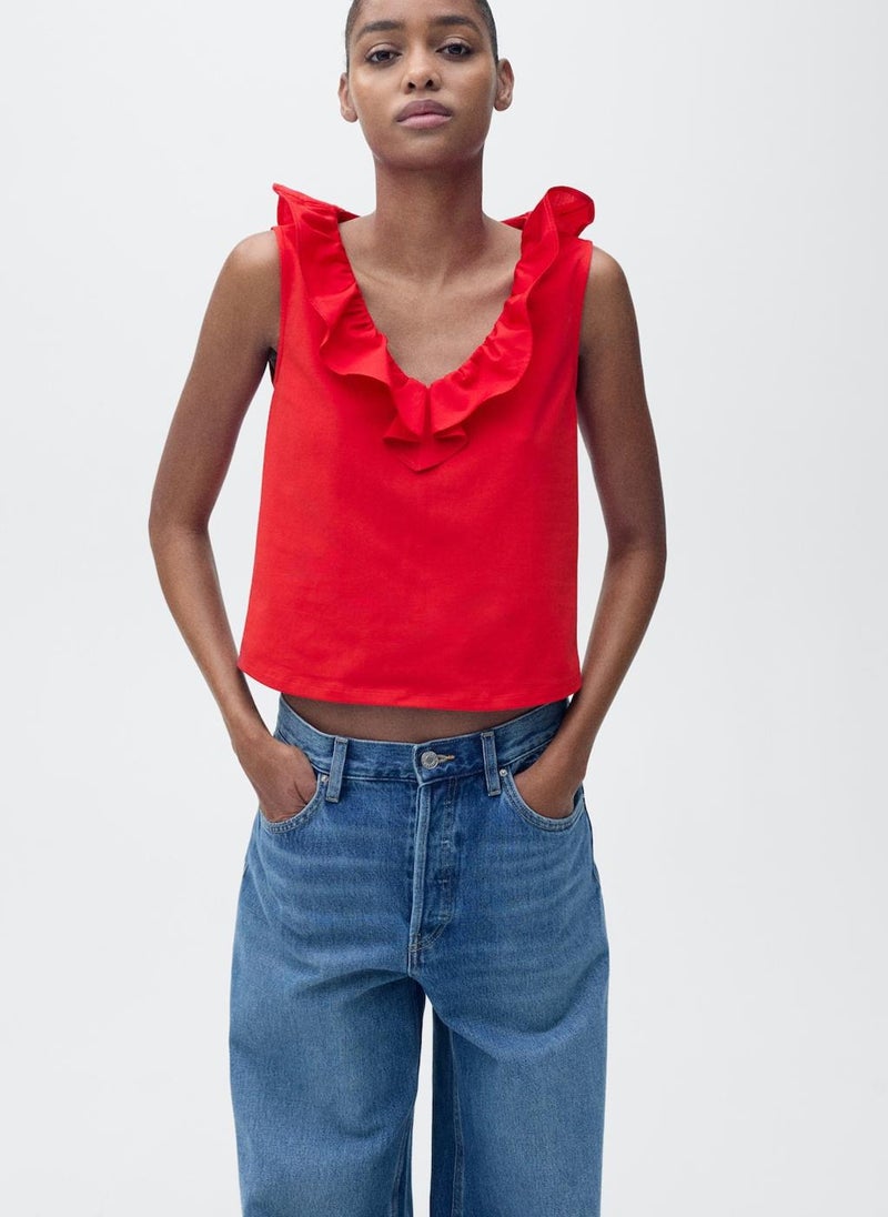 MANGO Cotton Top With Ruffles  - Image 1