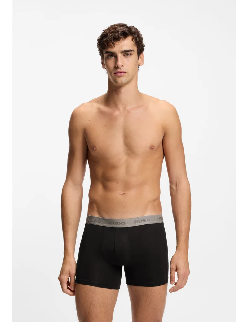 HUGO Three-pack of boxer briefs in stretch cotton