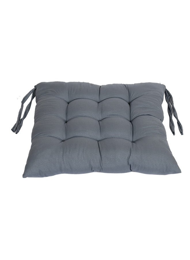 Kuber Industries Chair Pad | Chair Cushion Pad | Chair Cushion with Ties | Soft & Comfortable Sitting | Microfiber Square Cushion for Home-Office | (Grey) - Image 2