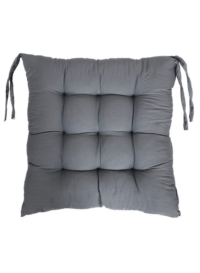 Kuber Industries Chair Pad | Chair Cushion Pad | Chair Cushion with Ties | Soft & Comfortable Sitting | Microfiber Square Cushion for Home-Office | (Grey) - Image 1