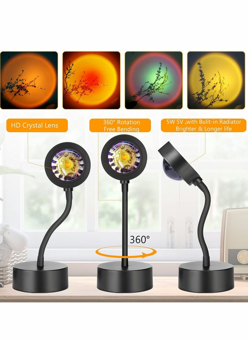 Excefore Sunset Lights 4 in 1 Projection Sun Lights Create romantic lighting with rainbow, sunset, sunset red and sun effects for photography selfie living room bedroom deco - Image 2