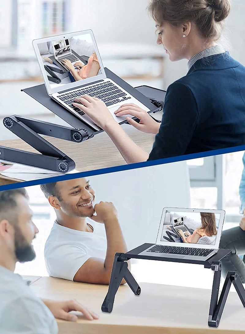 Captaintech Adjustable Laptop Desk, Laptop Stand for Bed Portable Lap Desk, Lightweight Portable Laptop Table, Office Laptop Riser Standing Desk with 2 Cooling Fans & Mouse Pad - Image 2