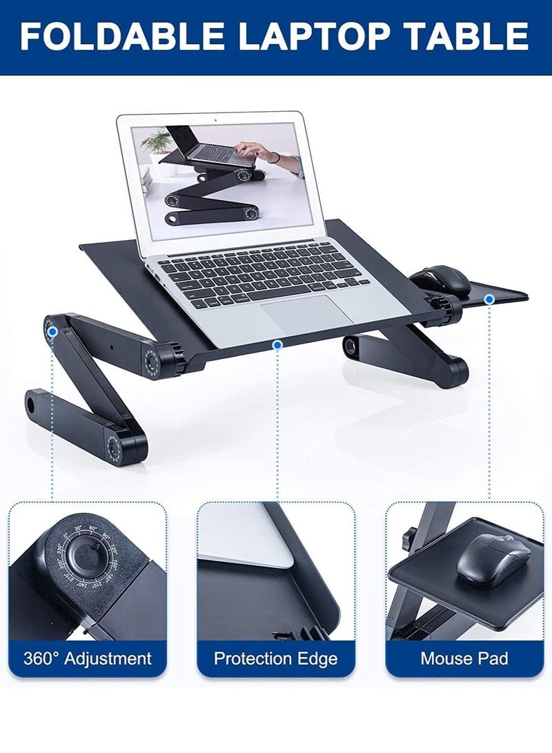 Captaintech Adjustable Laptop Desk, Laptop Stand for Bed Portable Lap Desk, Lightweight Portable Laptop Table, Office Laptop Riser Standing Desk with 2 Cooling Fans & Mouse Pad - Image 5