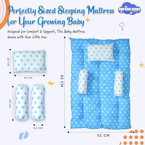 Infans Mini Baby Bedding Set for New Born Baby Sleeping Bag, Mosquito Net Bed, Sleeping Mattress Suitable for 6 Months Babies (Star Blue) - Image 5