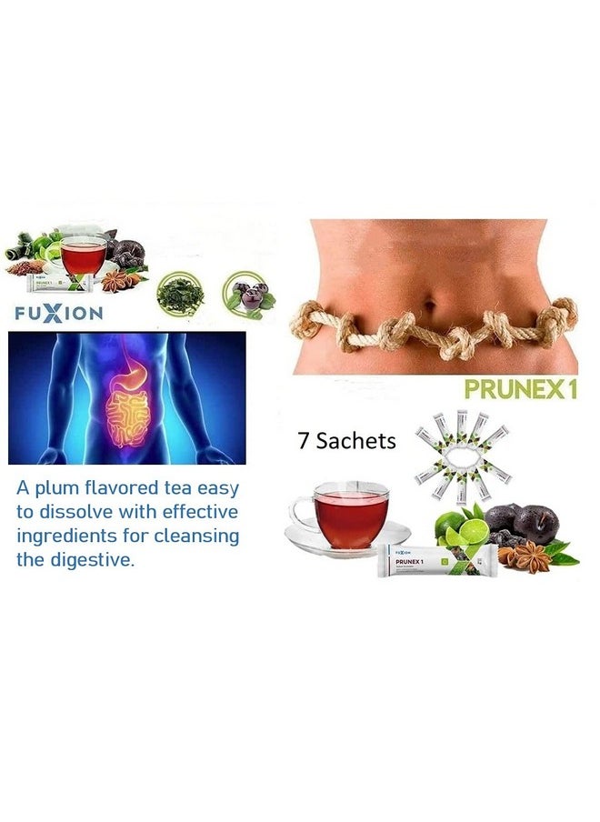 FuXion - Prunex 1 A Plum Flavored Tea Easy To Dissolve Kelp Very Effective For Cleansing The Digestive System And Relieve Constipation In A Healthy Way With No Discomfort (7 Sachets) - Image 1