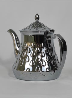HTH Classic Arabic Style Water Drop Pattern Design Coffee Dallah Pot Rustproof Premium Stainless Steel Teapot Mirror Finish Coffee Kettle Easy Pour Spout Tea Kettle with Hinged Lid and Ergonomic Handle Dishwasher Safe Induction Safe Teapot for Office Home 0.8/1.2/1.6/2 L  - Image 3