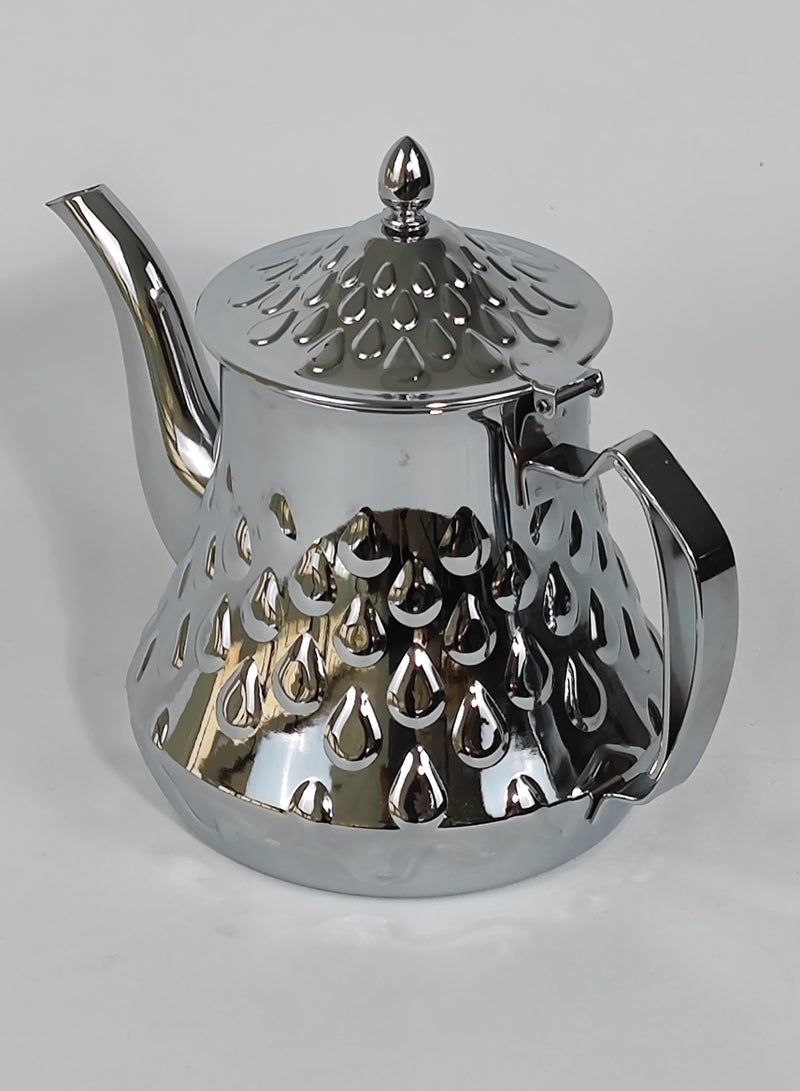 HTH Classic Arabic Style Water Drop Pattern Design Coffee Dallah Pot Rustproof Premium Stainless Steel Teapot Mirror Finish Coffee Kettle Easy Pour Spout Tea Kettle with Hinged Lid and Ergonomic Handle Dishwasher Safe Induction Safe Teapot for Office Home 0.8/1.2/1.6/2 L - Image 4