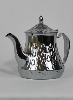 HTH Classic Arabic Style Water Drop Pattern Design Coffee Dallah Pot Rustproof Premium Stainless Steel Teapot Mirror Finish Coffee Kettle Easy Pour Spout Tea Kettle with Hinged Lid and Ergonomic Handle Dishwasher Safe Induction Safe Teapot for Office Home 0.8/1.2/1.6/2 L  - Image 5
