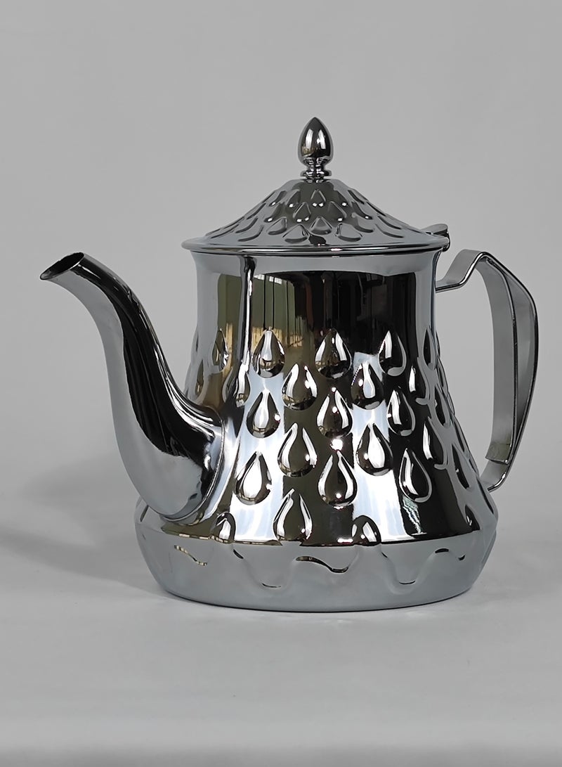 HTH Classic Arabic Style Water Drop Pattern Design Coffee Dallah Pot Rustproof Premium Stainless Steel Teapot Mirror Finish Coffee Kettle Easy Pour Spout Tea Kettle with Hinged Lid and Ergonomic Handle Dishwasher Safe Induction Safe Teapot for Office Home 0.8/1.2/1.6/2 L - Image 5