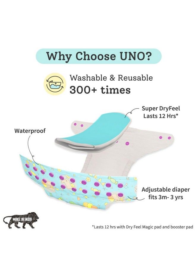 Superbottoms New Uno Freesize Cloth Diaper ; Cloth Diaper For Babies 3M To 3Y ; Washable & Reusable Cloth Diaper ; Comes With Cloth Diaper Insert ; 1 Diaper And 1 Organic Cotton Soaker - Image 5