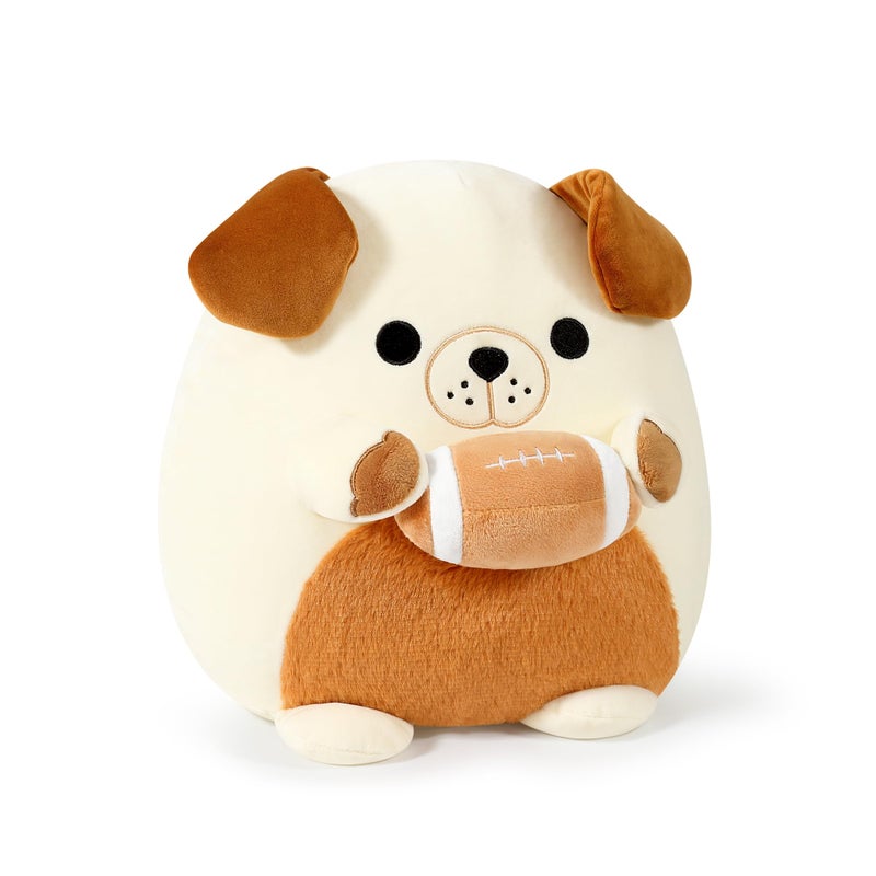 Onsoyours Original Bulldog Plush with Football Cute 12 inch Sport Dog BrownWhite Stuffed Animal Ultra Soft Collectible Hugging Gift Puppy Plush Toy - Image 2