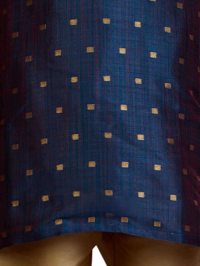 JBN Creation Boys' Persian Blue and Rose Gold Silk Blend Kurta and Pyjama Set_VASBK023BUnPRG_22 - Image 5
