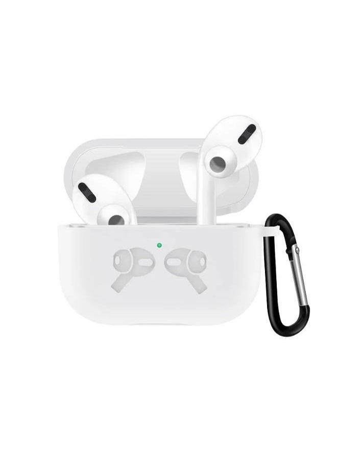 Generic - Ecosystem Silicone Case Cover Compatible with Apple Air-pods pro 2, Earphones Skin Cover, Protective Carrying Case with Keychain Hook, Charging Port Accessible ( White) - Image 1