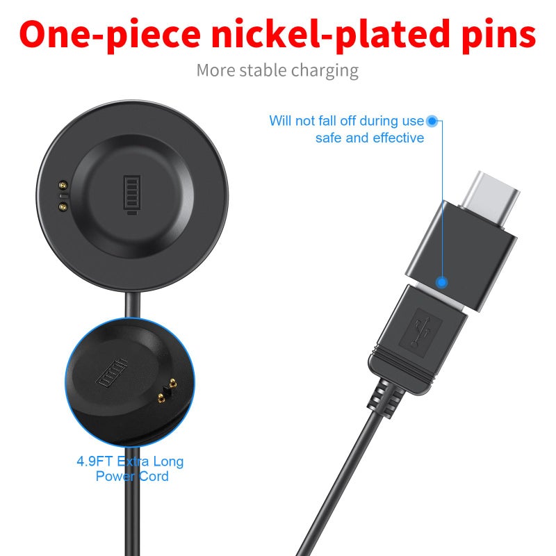 MEROM كابل شاحن USB لساعات iTouch القابلة للارتداء Air 3 و Sport 3، قاعدة شحن بديلة متوافقة مع ساعة iTouch Air 3 وساعة Sport 3 (أسود) - Image 2