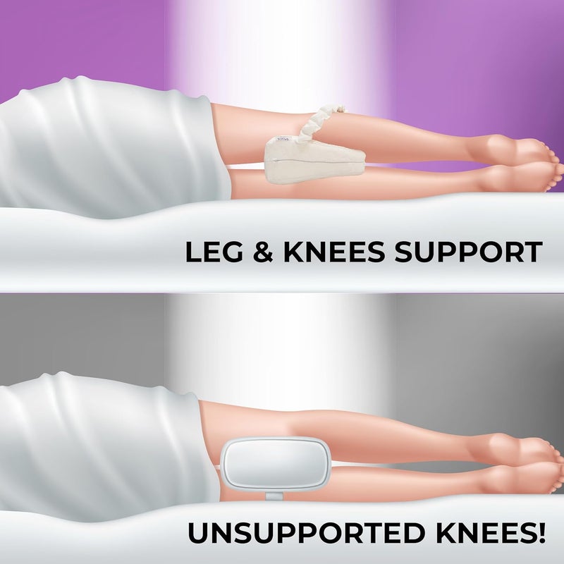 RINIPO Memory Foam Knee Pillow for SleepingLeg Pillow for PregnancyBack PainSide SleepersSciatica and Knee Pain Relief Knock Knee Pillow for Leg Support with Washable Zipper Cover Velvet Blue - Image 3