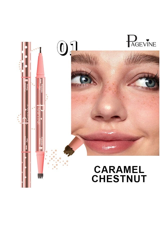 PAGE VINE 2-in-1 Freckle Pen Freckle Stamp ，Faux Freckles & Black Liquid Eyeliner Makeup, Long Lasting Waterproof Quick Dry Lifelike Magic Freckles Tattoo Marker for Natural Sunkissed Makeup, 01 - Image 2