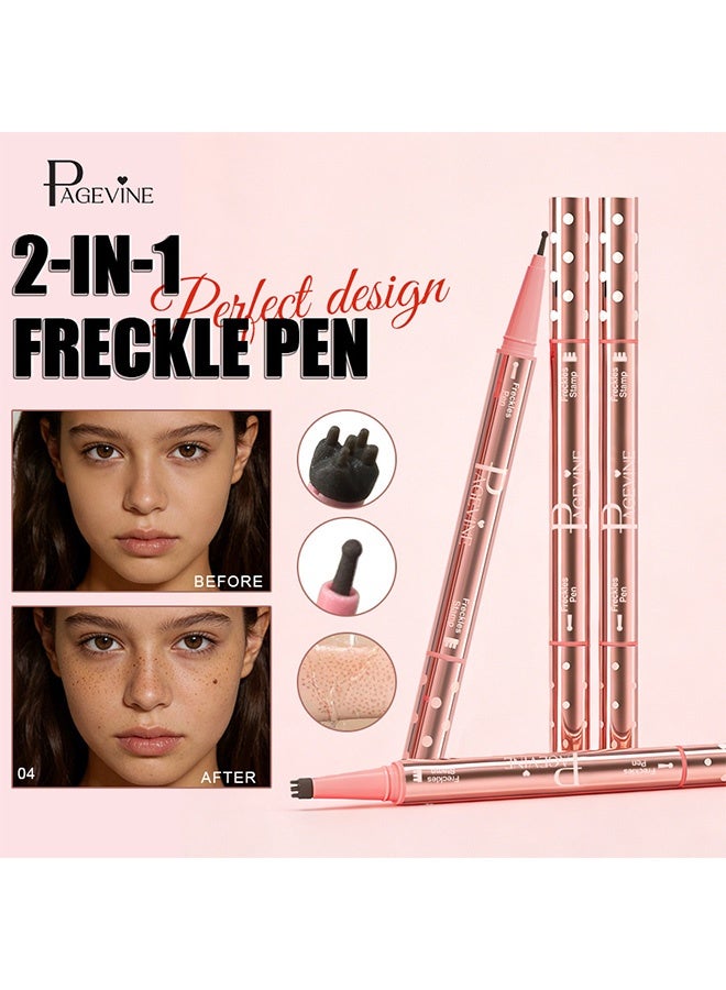 PAGE VINE 2-in-1 Freckle Pen Freckle Stamp ，Faux Freckles & Black Liquid Eyeliner Makeup, Long Lasting Waterproof Quick Dry Lifelike Magic Freckles Tattoo Marker for Natural Sunkissed Makeup, 01 - Image 3