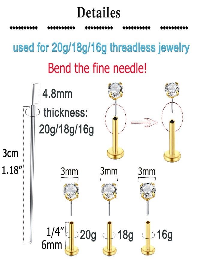 QWALIT 16g 18g 20g Piercing Taper Tool - Threadless Nose Stud, Flat Back & Cartilage Earrings, Push in Nose Rings & Labret Stud - Image 2