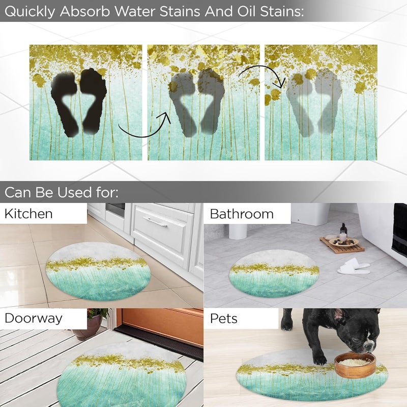 UMAI Polyester Rubber Bathroom Mat 38 38cm Bath Mat Anti Skid Mat for Bathroom Floor Bathroom Accessories Bathroom Mats Water Soak Non Slip Mat for Bathroom Floor MatCyan Ocean Print - Image 5