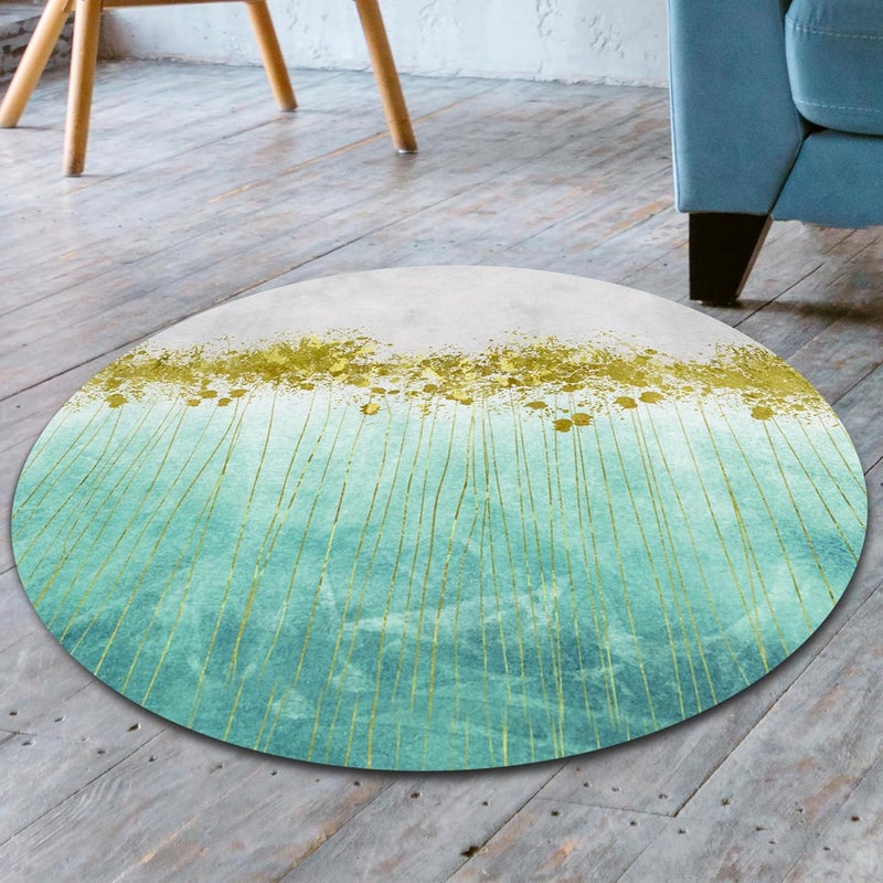 UMAI Polyester Rubber Bathroom Mat 38 38cm Bath Mat Anti Skid Mat for Bathroom Floor Bathroom Accessories Bathroom Mats Water Soak Non Slip Mat for Bathroom Floor MatCyan Ocean Print - Image 1
