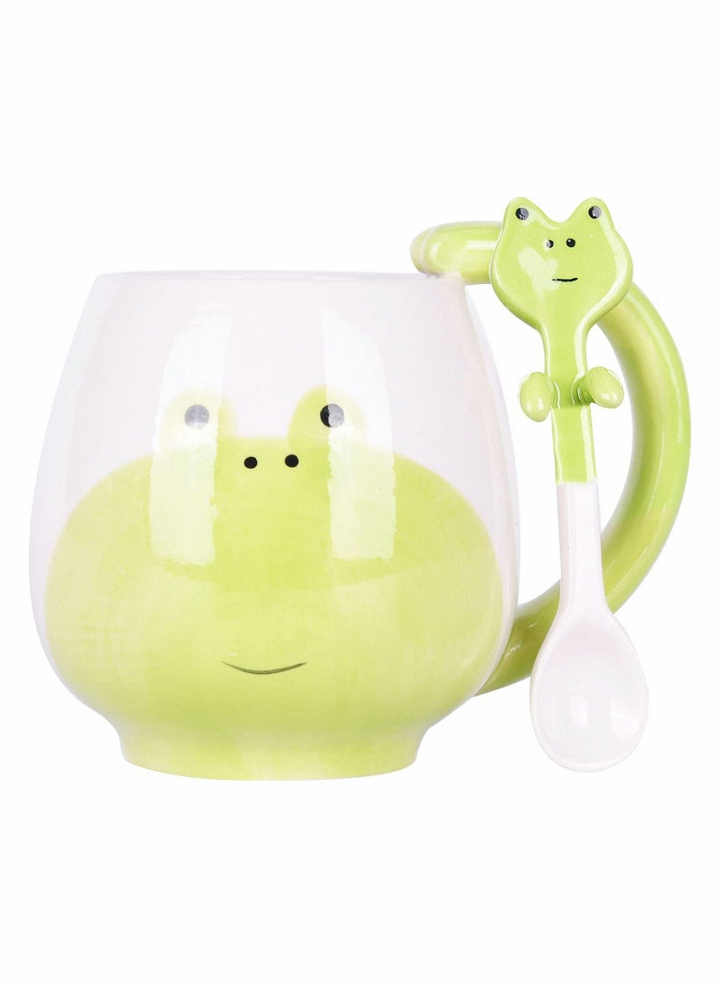 نيبمينينت Cute Coffee Mug Frog Animal Ceramic with Spoon Funny Novelty Cup, Gift,14.11 OZ - Image 1