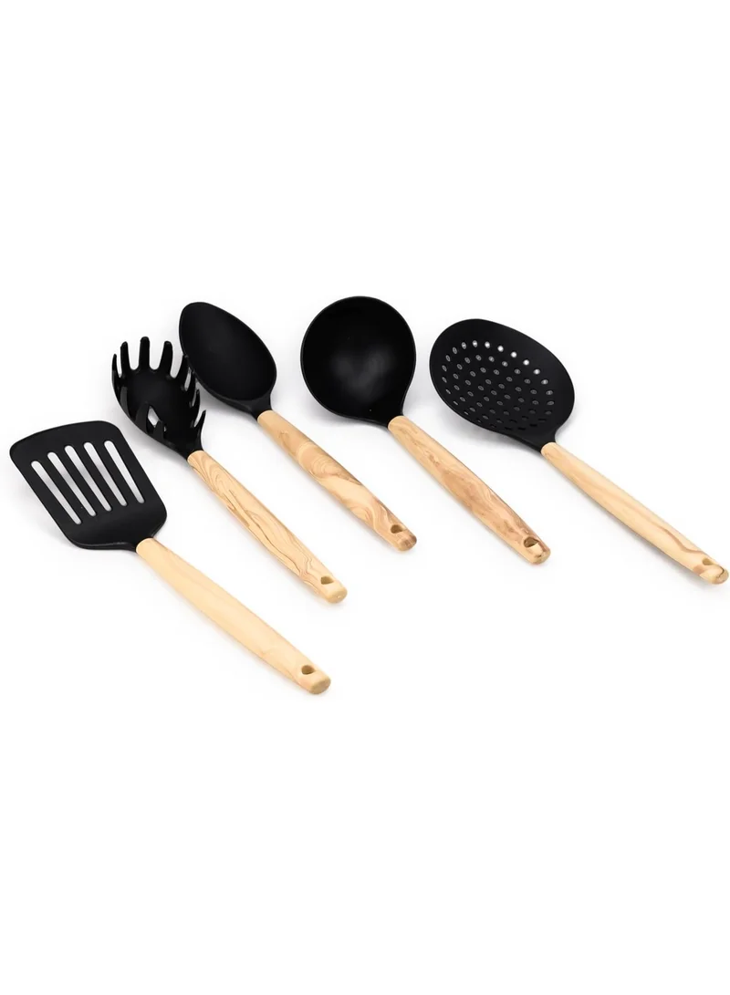 Cuisine Art Cuisine Art 5-Piece Nylon Kitchen Tools Set with Wooden Handles | Heat-Resistant Cooking Utensils Set