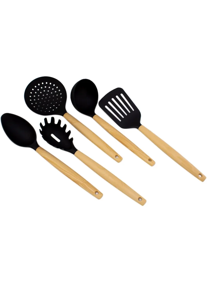 Cuisine Art Cuisine Art 5-Piece Nylon Kitchen Tools Set with Wooden Handles | Heat-Resistant Cooking Utensils Set