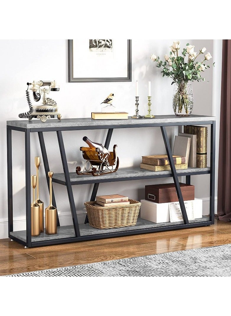 Home Gallery Entryway Table 3-Tier with Storage 150x75x30 Gray 