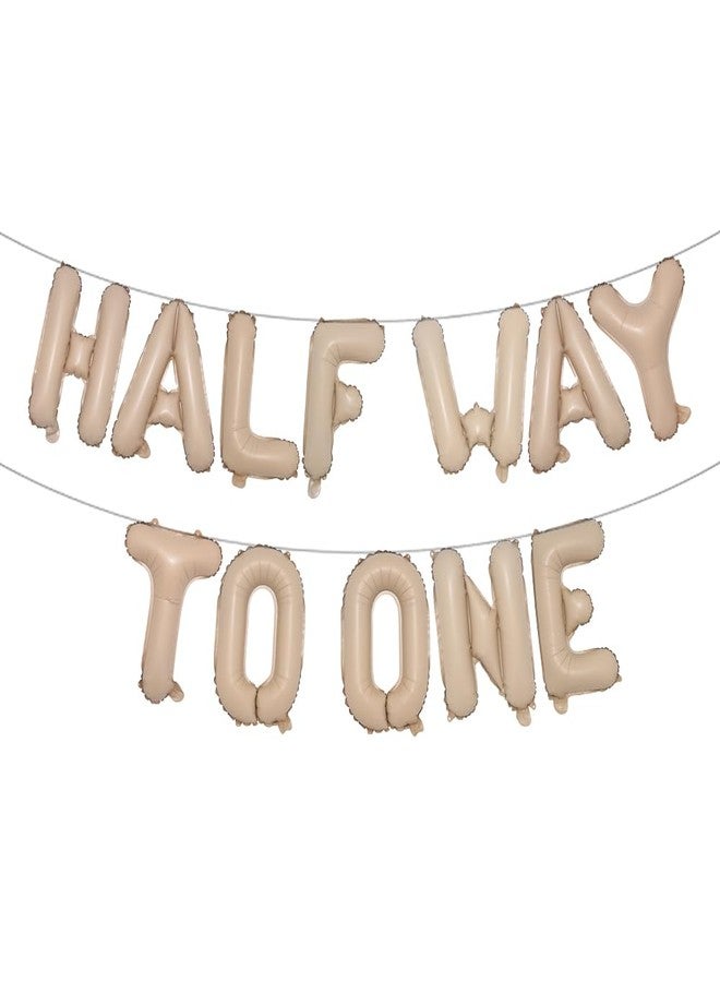 RUIANSI Half Way To One Balloons 1/2 Birthday Decorations 6 Months Half Way To One Birthday Party Half Birthday Party Supplies (HALF WAY TO ONE Caramel) - Image 1