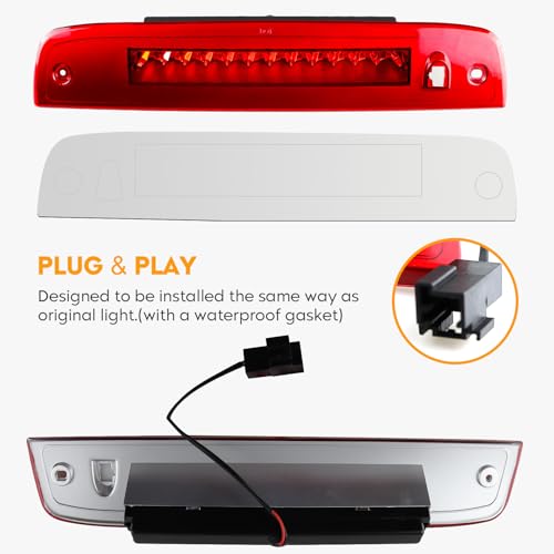 Bomusou LED 3rd Brake Light Assembly High Mount Stop Light Fit for Ford Expedition/Lincoln Navigator (2003-2016) for 923259 7L1Z13A613A 6L1Z13A613AA (Red Lens) - Image 5
