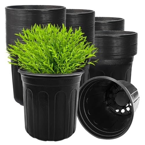 Guuozzli 50 Pack 1 Gallon Plant Nursery PotsPlastic Seedling Pot with Drainage HolesFlexible Garden Flower Plant Container for PottingSucculentsCuttingsTransplantingBlack - Image 1