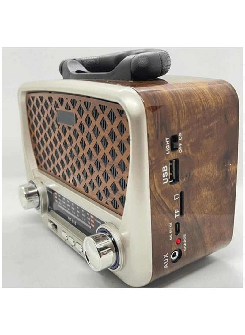 Denx HI-FI-Speaker Retro Bluetooth Old Radio, Portable AM FM Radio with Flashlight, USB/TF Card/AUX, Rechargeable Wireless Handheld Speaker for Outdoor, Travel, Emergency, DX2434 - Image 1
