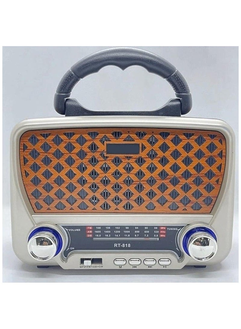 Denx HI-FI-Speaker Retro Bluetooth Old Radio, Portable AM FM Radio with Flashlight, USB/TF Card/AUX, Rechargeable Wireless Handheld Speaker for Outdoor, Travel, Emergency, DX2434 - Image 3