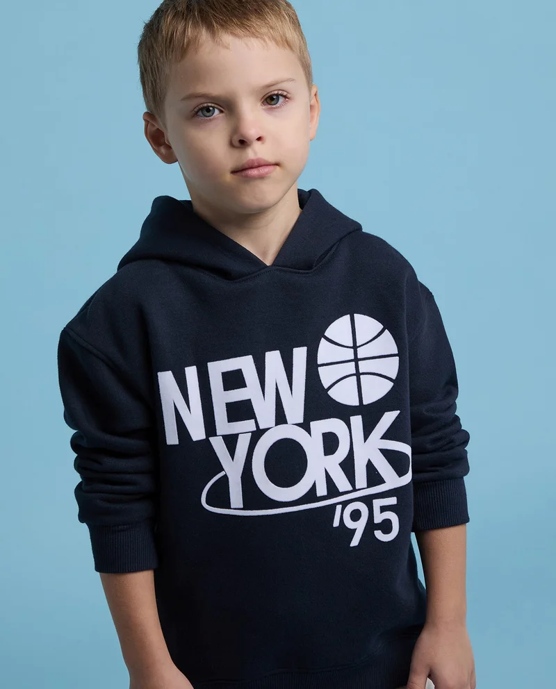 R&B Printed Hoodie with Long Sleeves